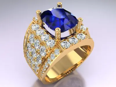 Gemstone rings - Oval stone ring - Diamond rings - N3023 3D print model