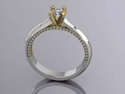 Elegant Diamond Ring Jewelry Gold  3D print model