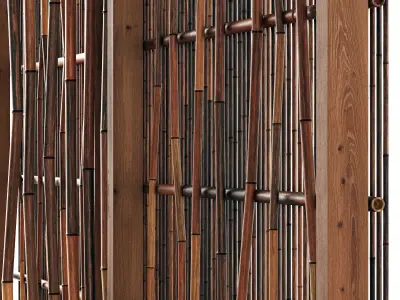 Bamboo branch decor n24 3D model