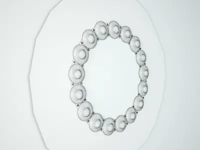 Maximalist Gemmed Cloisonne Wreath Mirror With Peacock 3D model