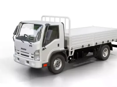 Isuzu NPR Flatbed Truck 3D model