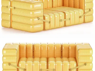 Curt Set 5 e g Flexible 2 seater with armrests Barcelona Low-poly 3D model