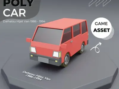 Six Model  Low Poly Japan Cars 80s 90s Low-poly 3D model