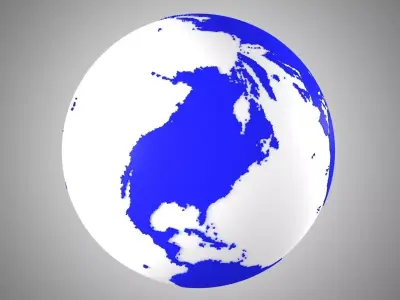 Solid Color Dark Blue White Globe 3D model