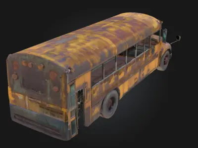 Abandoned School Bus  Haunting Relic of Forgotten Roads 3D model