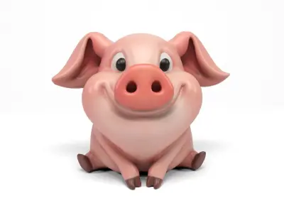 Funny pig 2 Low-poly 3D model