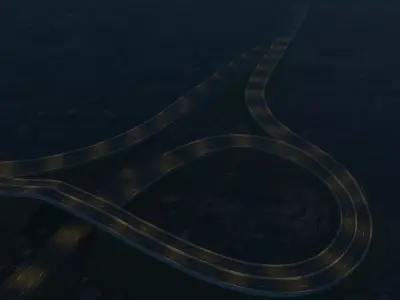 3D Trumpet Highway Interchange Model  Realistic Road Design Low-poly 3D model