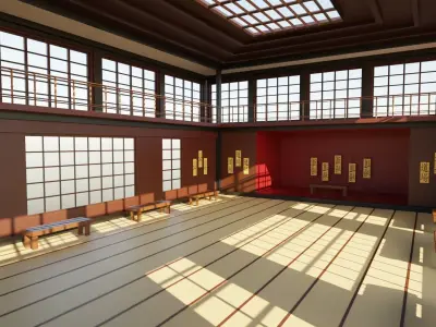 Japanese Dojo Low-poly 3D model