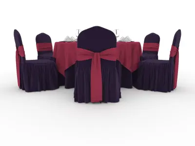 Banquet Table and Chair 48 3D model