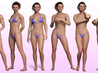 Female Construction Worker Character with Safety Vest Low-poly 3D model