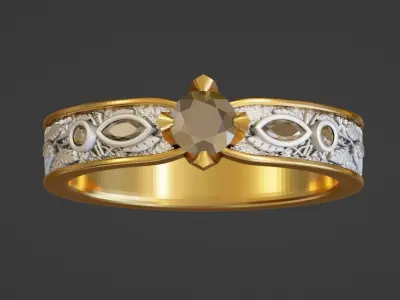 organic leaf texture ring bytone  3D print model