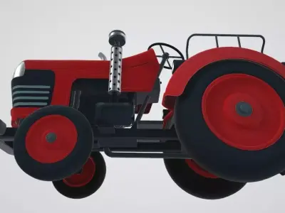 Realistic Farm Tractor 3D Model Low-poly 3D model