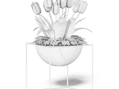 White Tulips 3D Model 3D model