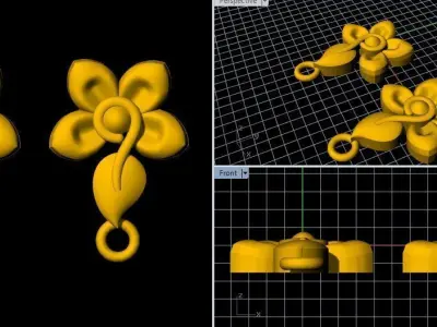 flower earrings 3dm file 3D print model