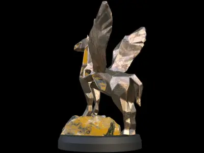 Steampunk Pegasus Rock Low-poly 3D model