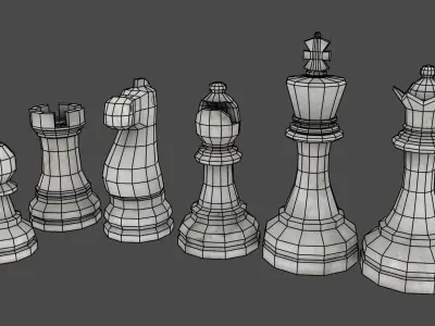 Chess board with pieces Free low-poly 3D model