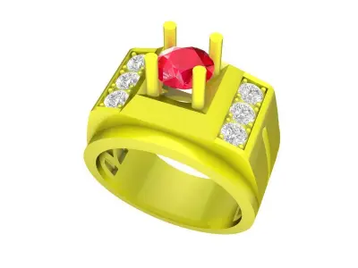 Luxury Ruby and Diamond Men Ring 3D Model  4933 3D print model