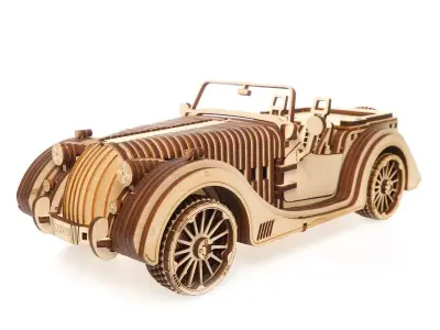 3D Wooden Puzzle Model Vintage Car Roadster VM-01 3D model