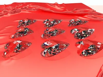 Set Heart shaped gemstone v1  3D model