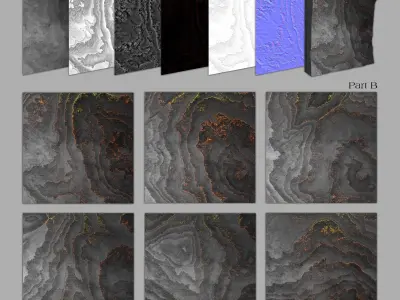 24 Decorative Stone Tiles Low-poly 3D model