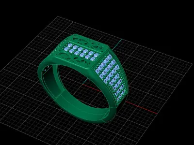 Print Ready STL 3DM  Gents Rings Diamond Men Ring  3D print model 227