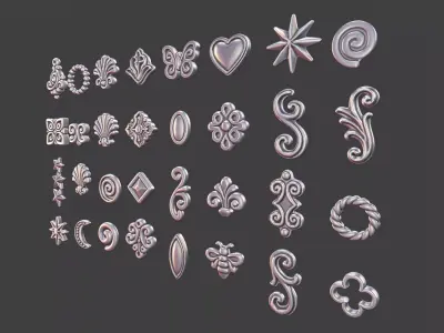 set of 32 Ornamental 3D Models Jewelry Design Decorative 3D print model