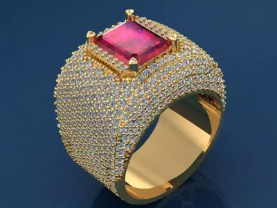 The Regent King Ring - Hip hop -  jewelry 3D model - for him 3D print model