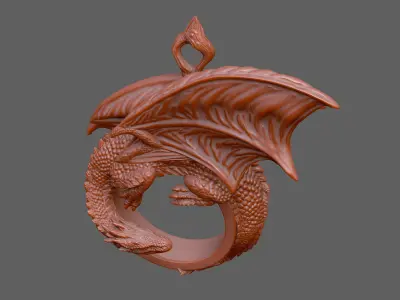 Dragon pendant design royal luxury skull death 3D print model