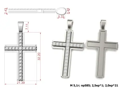 G0483 two cross pendants with diamonds 3D print model