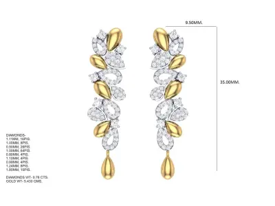 Women Earrings STL OBJ FBX Renders Details 3D print model
