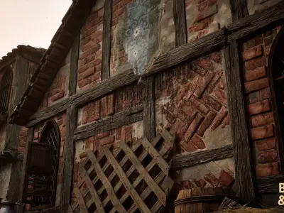 Medieval French Town Environment Low-poly 3D model