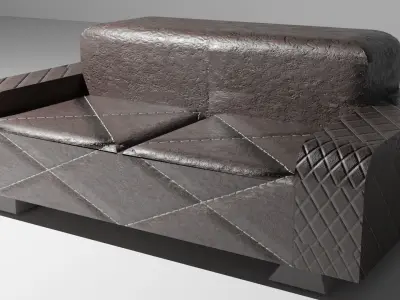 Brown Leather Couch   Low-poly 3D model