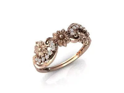 Women Ring Diamond Stone STL 3DM Lightweight Printable 3D print model 68