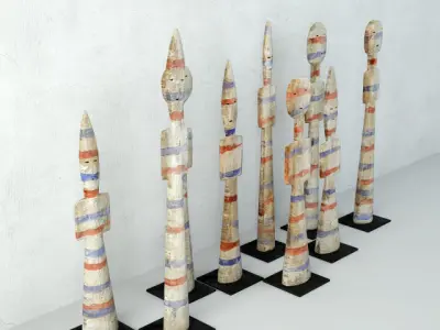 Burkina Faso Wood Figures 3D model