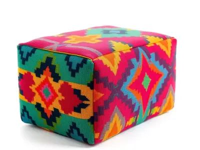 Colorful Ottoman Model Pack with Geometric Patterns Low-poly 3D model