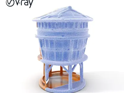 Wooden Water Tower model pack Low-poly 3D model