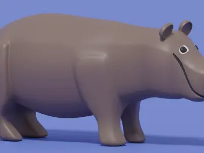 Cartoon Cute Hippopotamus 3D model