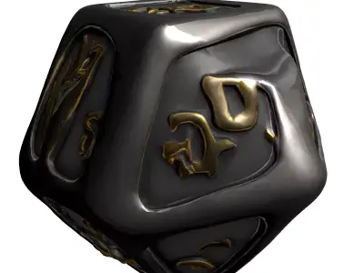 Luxury Metallic D20 Dice Game Asset Low-poly 3D model