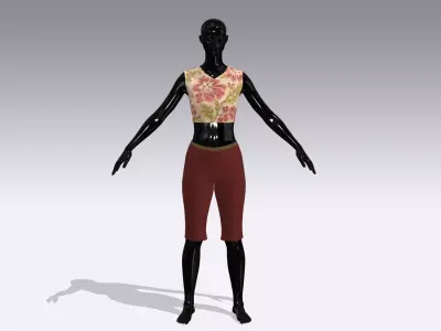 Woman Cloth Dress Low-poly 3D model 2