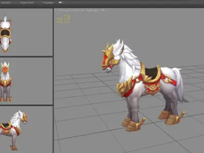 Cartoon white horse mount Low-poly 3D model