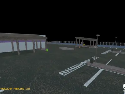 PSX Edition - Modular Parking Lot Low-poly 3D model