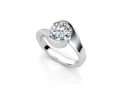 dmc-03 solitaire engagement ring with oval cut diamond 3D print model