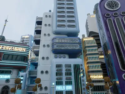 SCIFI ATOMPUNK BUILDING 09 Low-poly 3D model