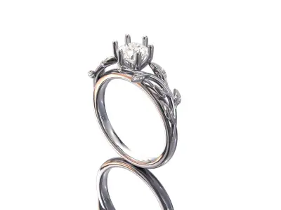 Leaf Vines Engagement Ring 3D print model