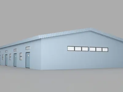 Warehouse industrial building Low-poly 3D model