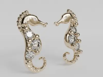 pendientes caballos de mar 3D print model