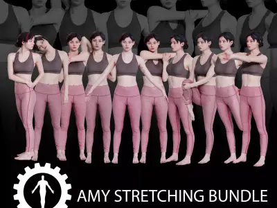 Amy in Various Stretching Poses Bundle 3D model