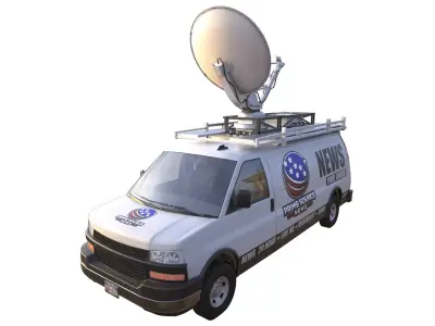  PBR Broadcast News Van Low-Poly Low-poly 3D model