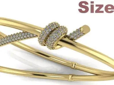 Knot Bracelet With Diamonds - Size 16 3D print model