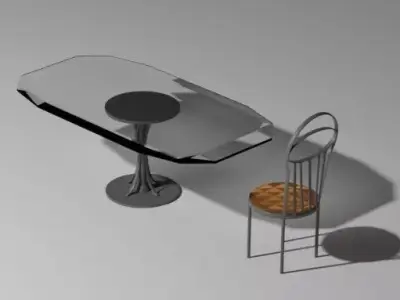 Table for family with chair Free 3D model